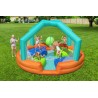 Spatiu de joaca gonflabil, water park copii, minge pulverizatoare, 4 platforme joc, pompa, 450x450x268 cm