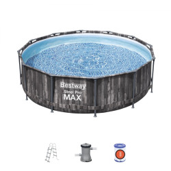 Piscina rotunda diametru 366 cm, structura metalica, pompa de filtru, scara inclusa