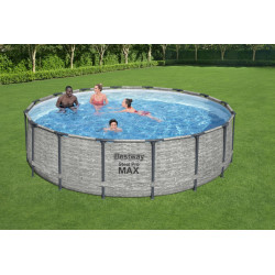 Piscina metalica Steel Pro Max, diametru 488 cm, cadru 122 cm, capacitate 19480 litri, gri