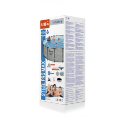 Piscina metalica Steel Pro Max, diametru 488 cm, cadru 122 cm, capacitate 19480 litri, gri