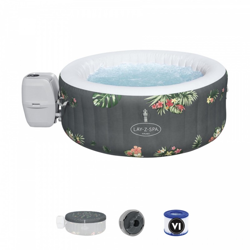 Jacuzzi gonflabil 170x66 cm, 4 persoane, functie incalzire si filtrare apa, 605 litri, AirJet