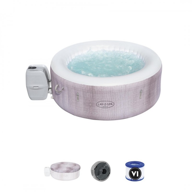 Jacuzzi gonflabil AirJet, 2-4 persoane, husa protectie, suport bauturi, aspect ratan Jacuzzi gonflabil AirJet, 2-4 persoane, husa protectie, suport bauturi, aspect ratan