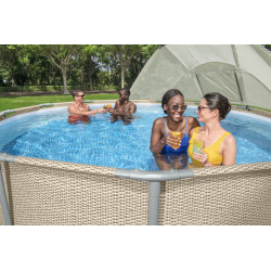 Parasolar pentru piscine, diametru reglabil 305 - 549 cm, protectie UV, bej