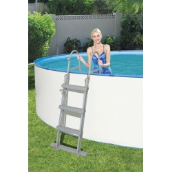 Scara dubla acces piscina, inaltime 107 cm, structura metalica, trepte plastic