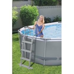 Scara dubla acces piscina, inaltime 107 cm, structura metalica, trepte plastic