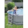 Scara dubla acces piscina, inaltime 107 cm, structura metalica, trepte plastic