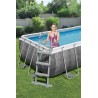 Scara dubla acces piscina, inaltime 107 cm, structura metalica, trepte plastic