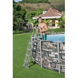 Scara dubla pentru piscina, inaltime 132 cm, trepte ajustabile, Bestway FlowClear