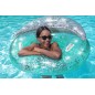 Colac gonflabil cu sclipici pentru piscina, doua manere, tetiera, diametru 117 cm