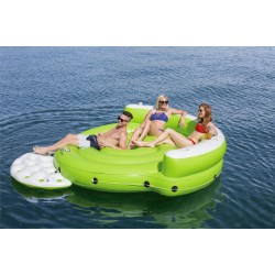 Saltea gonflabila tip insula pentru apa, 275x255x65 cm, suporturi pahare, maxim 450 kg