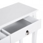 Masa tip consola 100x33x79 cm, 2 sertare, picioare lemn pin, blat MDF, alb Masa tip consola 100x33x79 cm, 2 sertare, picioare lemn pin, blat MDF, alb