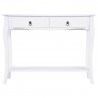 Masa tip consola 100x33x79 cm, 2 sertare, picioare lemn pin, blat MDF, alb