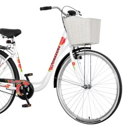 Bicicleta dama, 28 inch, cadru otel, cos frontal alb, Venssini Rosemary, resigilat