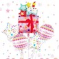 Aranjament baloane Happy Birthday, 5 piese folie aluminiu, roz