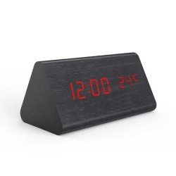 Ceas de birou LCD, afisaj data si temperatura, functie alarma, senzor de sunet, negru