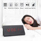 Ceas de birou LCD, afisaj data si temperatura, functie alarma, senzor de sunet, negru Ceas de birou LCD, afisaj data si temperatura, functie alarma, senzor de sunet, negru