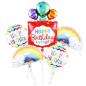 Set aranjament baloane Happy Birthday, set 5 piese, folie aluminiu, multicolore