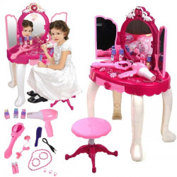 Masuta de machiaj interactiva pentru fetite, 18 piese, plastic, roz