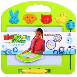 Tabla magnetica cu animale pentru copii, stilou magnetic inclus, plastic, verde