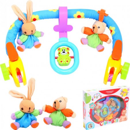 Carusel de plus pentru carucior/patut, ursulet rotativ, multicolor