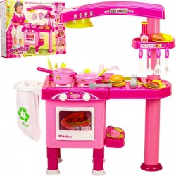 Bucatarie roz pentru copii cu cuptor, accesorii incluse, plastic, roz