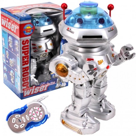 Robot interectiv cu telecomanda, sunete, lumini, danseaza si vorbeste, plastic, gri