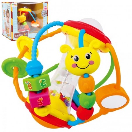 Minge interactiva pentru copii, omida, spirala cu bile colorate, plastic, multicolor