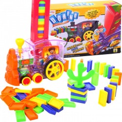 Trenulet domino pentru copii, 80 piese, plastic, multicolor