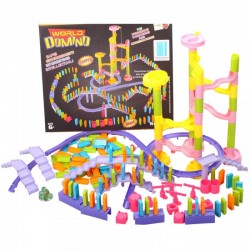 Cuburi domino pentru copii cu pista, 228 piese, plastic, multicolor