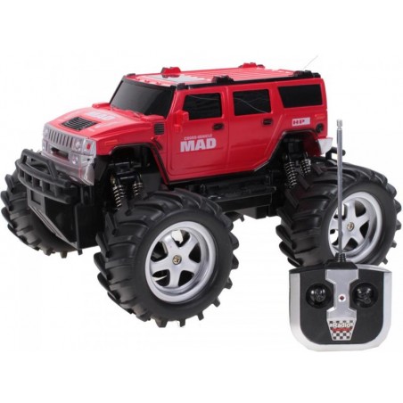 Masinuta off-road cu telecomanda, 4 amortizoare, plastic, rosu