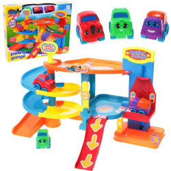 Parcare supraetajata pentru copii, 3 masinute incluse, plastic, multicolor