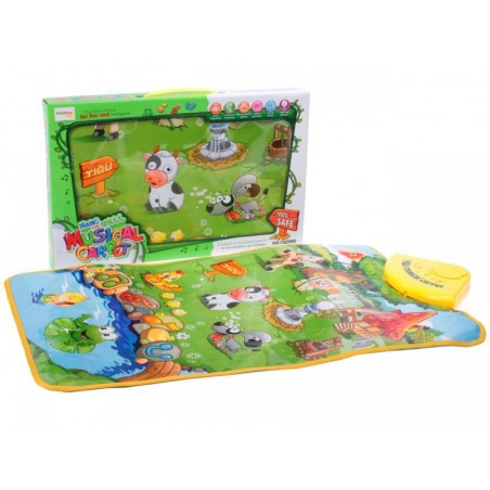 Covor interactiv pentru copii, ferma animalelor, emite lumini si sunete, verde