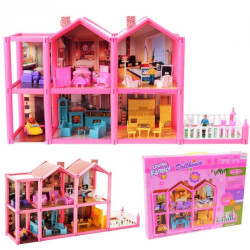 Casuta de papusi, accesorii incluse, 136 piese, plastic, multicolor