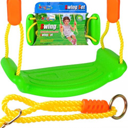 Leagan pentru copii, exterior/interior, franghii cu inele metalice, 41 x 24 x 10 cm, plastic, verde