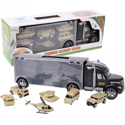 Camion cu vehicule militare, plastic, multicolor
