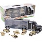 Camion cu vehicule militare, plastic, multicolor Camion cu vehicule militare, plastic, multicolor