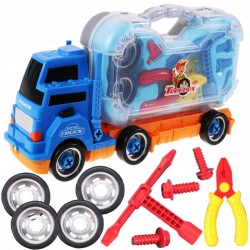 Camion cu unelte, emite sunete, accesorii incluse, plastic, albastru