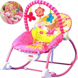 Balansoar pentru copii cu vibratii 3 in 1, scaun reglabil, centura siguranta in 3 puncte, roz