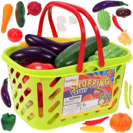 Cos fructe si legume pentru copii, 20 piese, plastic, multicolor