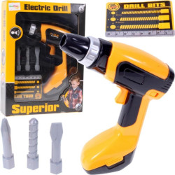 Burghiu electric pentru copii, 5 piese, plastic, galben