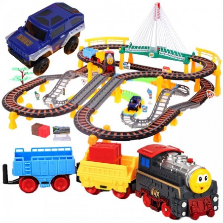 Set trenulet eletric cu sine, emite sunete, accesorii incluse, plastic, multicolor