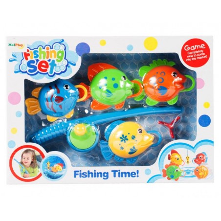 Set jucarie de baie pentru copii, 4 pestisori, undita, multicolor, plastic