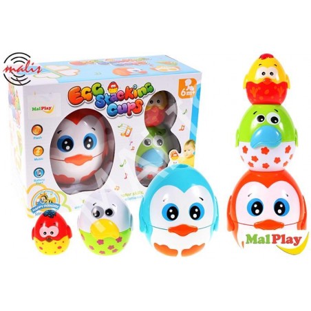 Jucarie interactiva pentru copii, piramida de oua, plastic, multicolor