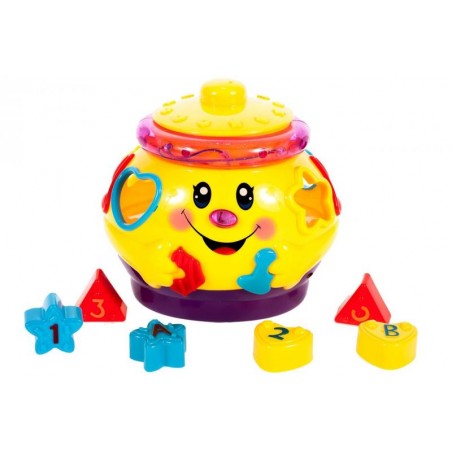 Jucarie pentru copii interactiva cu sortator, emite sunete, danseaza, 6 forme incluse, plastic, multicolor