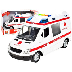 Masina ambulanta pentru copii, emite sunete si lumini, plastic, alb