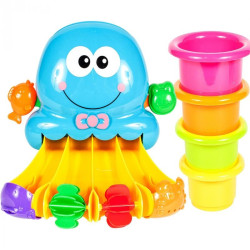 Jucarie de baie pentru copii caracatita, prindere cu ventuze, 4 clesti, tobogan, plastic, multicolor