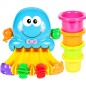 Jucarie de baie pentru copii caracatita, prindere cu ventuze, 4 clesti, tobogan, plastic, multicolor