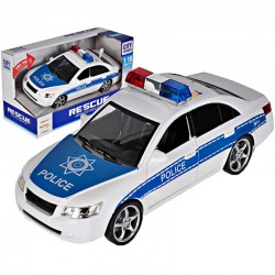 Masina de politie pentru copii, emite sunete si lumini, claxon, plastic, alb