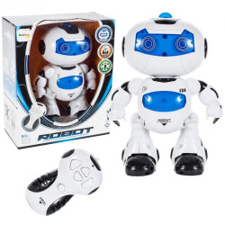 Robot interactiv cu telecomanda pentru copii, vorbeste, emite sunete si lumini, plastic, alb