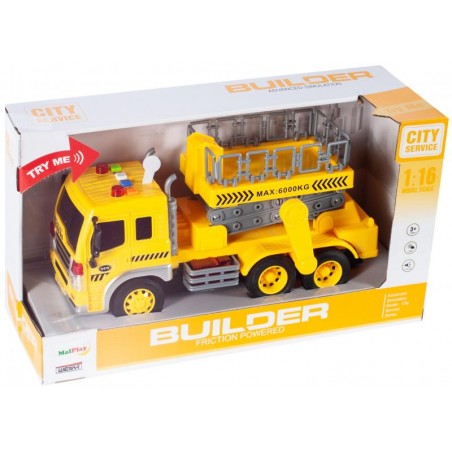 Camion de jucarie, efecte de sunet si lumini, claxon, plastic, galben